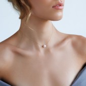 Lănțișor aur roz 14k cu perlă naturală, 37-40 cm DiAmanti PFR09-G_W-G